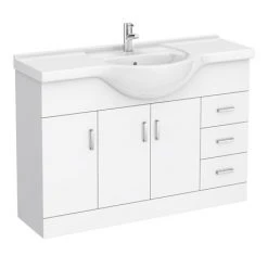 Cove White 1200mm Large Freestanding Vanity Unit - Elegant Bathroom Storage Solution