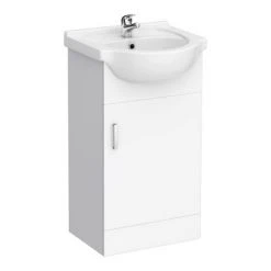 Cove White 450mm Small Freestanding Vanity Unit - Compact & Stylish Bathroom Storage