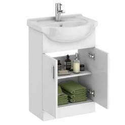 Cove White 550mm Freestanding Vanity Unit - Stylish & Functional Bathroom Storage -Vanity Units Shop Cove White 550mm Vanity Unit n detail1 460