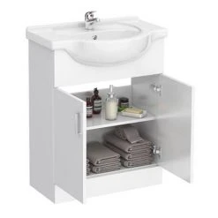 Cove White 650mm Freestanding Vanity Unit - Sleek Modern Bathroom Storage -Vanity Units Shop Cove White 650mm Vanity Unit d3 460