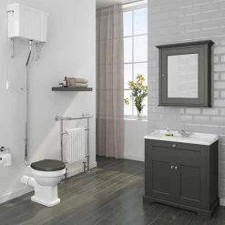 Old London Traditional Vanity Unit - 800mm Wide in Charcoal | Freestanding Bathroom Furniture -Vanity Units Shop DA800 CH detail1 460