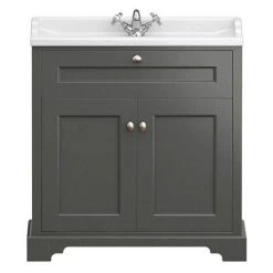 Old London Traditional Vanity Unit - 800mm Wide in Charcoal | Freestanding Bathroom Furniture -Vanity Units Shop DA800 CH detail2 460