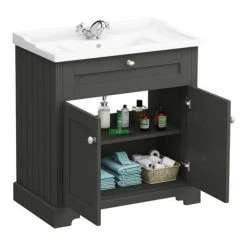 Old London Traditional Vanity Unit - 800mm Wide in Charcoal | Freestanding Bathroom Furniture -Vanity Units Shop DA800 CH detail4 460