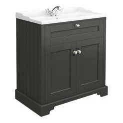 Old London Traditional Vanity Unit - 800mm Wide in Charcoal | Freestanding Bathroom Furniture
