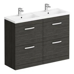 Brooklyn 1205mm Black Double Basin 4 Drawer Vanity Unit - Modern Bathroom Storage Solution