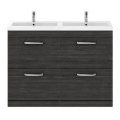 Brooklyn 1205mm Black Double Basin 4 Drawer Vanity Unit - Modern Bathroom Storage Solution 9 Brooklyn 1205mm Black Double Basin 4 Drawer Vanity Unit - Modern Bathroom Storage Solution -Vanity Units Shop DBFS12BLK4D d4 460
