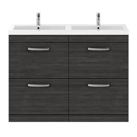 Brooklyn 1205mm Black Double Basin 4 Drawer Vanity Unit - Modern Bathroom Storage Solution 5 Brooklyn 1205mm Black Double Basin 4 Drawer Vanity Unit - Modern Bathroom Storage Solution - Image 5