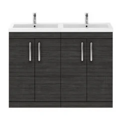 Brooklyn 1205mm Black Double Basin Vanity Unit - Modern Bathroom Storage Solution -Vanity Units Shop DBFS12BLK detail2 460