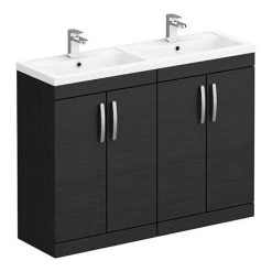 Brooklyn 1205mm Black Double Basin Vanity Unit - Modern Bathroom Storage Solution