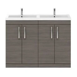 Brooklyn 1205mm Grey Avola Double Basin Vanity Unit | Stylish & Functional -Vanity Units Shop DBFS12GRY detail2 460