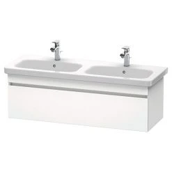 Duravit DuraStyle 1300mm Wall Mounted Double Basin Vanity Unit with 1 Drawer - White Matt