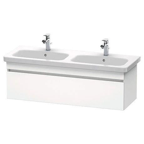 Duravit DuraStyle 1300mm Wall Mounted Double Basin Vanity Unit with 1 Drawer - White Matt 1 Duravit DuraStyle 1300mm Wall Mounted Double Basin Vanity Unit with 1 Drawer - White Matt