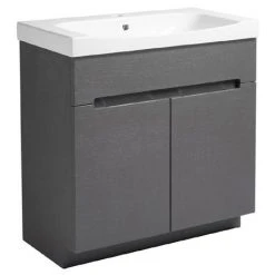 Roper Rhodes Diverge 800mm Freestanding Vanity Unit - Charcoal Elm | Modern Bathroom Storage