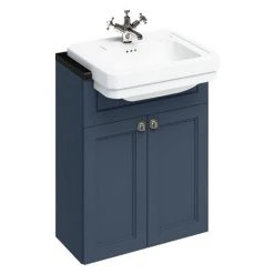 Burlington 60 2-Door Freestanding Vanity Unit with Classic Semi-Recessed Basin in Blue | 1 Tap Hole