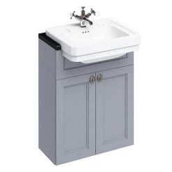 Burlington 60 2-Door Vanity Unit & Classic Semi-Recessed Basin - Classic Grey | Freestanding Vanity Unit