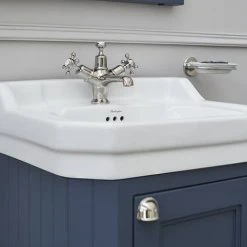 Burlington Edwardian 560mm Basin & Blue Freestanding Cloakroom Vanity Unit - Premium Design & Durability -Vanity Units Shop FC12BB4 D3 460