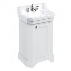 Burlington Edwardian 560mm Matt White Freestanding Cloakroom Vanity Unit & Basin | Modern Bathroom Essential