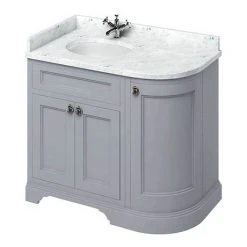 Burlington Floor Standing Corner Vanity Unit - Classic Grey - Left Hand 1000mm with Worktop | Freestanding Vanity Unit