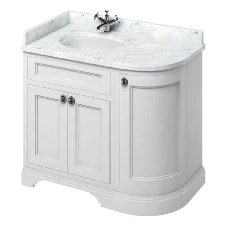 Burlington Freestanding Corner Vanity Unit - Matt White - Left Hand 1000mm with Worktop | Modern Bathroom Furniture 1 Burlington Freestanding Corner Vanity Unit - Matt White - Left Hand 1000mm with Worktop | Modern Bathroom Furniture