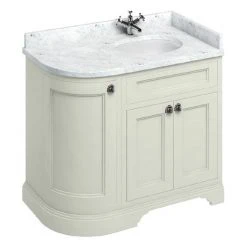 Burlington Floor Standing Corner Vanity Unit - Sand - Right Hand 1000mm with Worktop