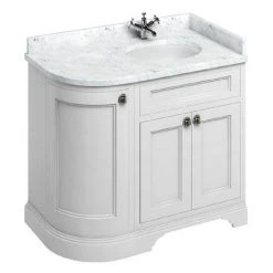 Burlington Floor Standing Corner Vanity Unit - Matt White - Right Hand 1000mm with Worktop | Freestanding Elegance