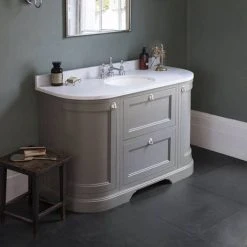 Burlington 134 2-Door/Drawer Curved Vanity Unit & Minerva Worktop with Basin - Classic Grey | Freestanding Vanity Unit -Vanity Units Shop FC4G BC13 D3 460