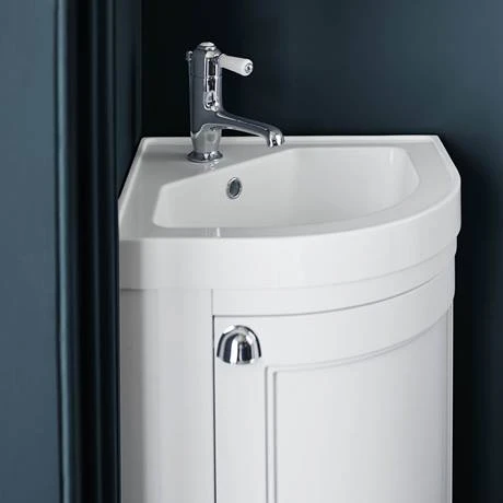 Burlington Freestanding Corner Vanity Unit - Matt White - 430mm Wide - Modern Bathroom Furniture 2 Burlington Freestanding Corner Vanity Unit - Matt White - 430mm Wide - Modern Bathroom Furniture - Image 2