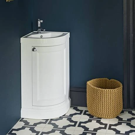 Burlington Freestanding Corner Vanity Unit - Matt White - 430mm Wide - Modern Bathroom Furniture 3 Burlington Freestanding Corner Vanity Unit - Matt White - 430mm Wide - Modern Bathroom Furniture - Image 3