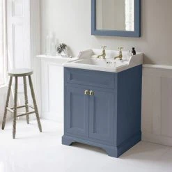 Burlington 65 2-Door Freestanding Vanity Unit & Classic Basin - Elegant Blue -Vanity Units Shop FF8B B15 1TH D4 460