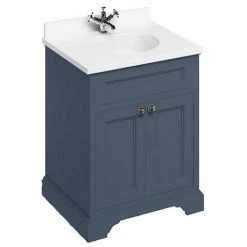 Burlington 65 2-Door Vanity Unit with Minerva White Worktop & Basin - Elegant Blue Design