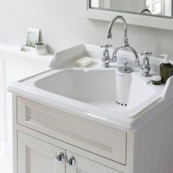 Burlington 65 2-Door Vanity Unit with Classic Invisible Overflow/Waste Basin - Sand, 2 Tap Hole -Vanity Units Shop FF8O B14 D1 460 2