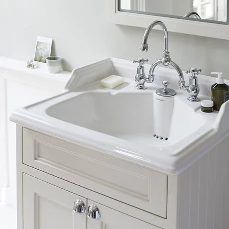 Burlington 65 2-Door Freestanding Vanity Unit with Classic Invisible Overflow/Waste Basin - Matt White, 2 Tap Hole 3 Burlington 65 2-Door Freestanding Vanity Unit with Classic Invisible Overflow/Waste Basin - Matt White, 2 Tap Hole - Image 3