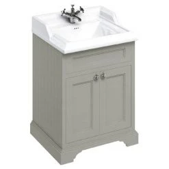 Burlington 65 2-Door Vanity Unit & Classic Basin - Dark Olive | Freestanding Bathroom Furniture