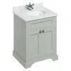 Burlington 65 2-Door Vanity Unit & Minerva Worktop with Basin - Dark Olive | Freestanding Bathroom Furniture