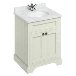 Burlington 65 2-Door Vanity Unit & Minerva Worktop with Basin - Sand | Freestanding Bathroom Furniture