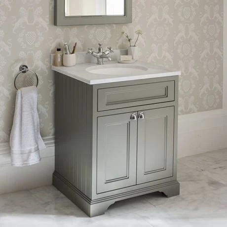 Burlington 65 2-Door Vanity Unit & Minerva Worktop with Basin - Sand | Freestanding Bathroom Furniture 3 Burlington 65 2-Door Vanity Unit & Minerva Worktop with Basin - Sand | Freestanding Bathroom Furniture - Image 3