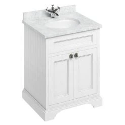 Burlington 65 2-Door Freestanding Vanity Unit with Minerva Worktop & Basin - Matt White