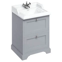 Burlington 65 2-Drawer Freestanding Vanity Unit & Classic Basin - Classic Grey | Stylish Bathroom Storage