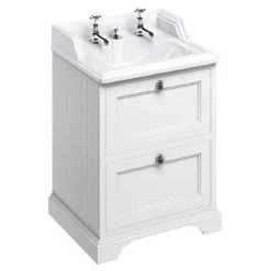 Burlington 65 2-Drawer Freestanding Vanity Unit with Classic Invisible Overflow/Waste Basin - Matt White