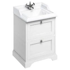 Burlington 65 2-Drawer Vanity Unit & Classic Basin - Matt White | Freestanding Bathroom Storage