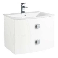 Hudson Reed Sarenna 700mm Wall Hung Cabinet & Basin - White | Modern Bathroom Vanity Unit
