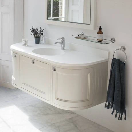 Burlington Wall Hung 134 Curved Vanity Unit & Minerva Worktop with Basin - Classic Grey - Modern Bathroom Furniture 2 Burlington Wall Hung 134 Curved Vanity Unit & Minerva Worktop with Basin - Classic Grey - Modern Bathroom Furniture - Image 2