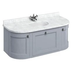 Burlington Wall Hung 134 Curved Vanity Unit & Minerva Worktop with Basin - Classic Grey - Modern Bathroom Furniture