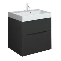 Crosswater Glide II Matt Black Wall Hung Vanity Unit and Basin