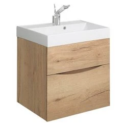 Crosswater Glide II Vanity Unit and Basin - Windsor Oak | Wall Hung Vanity Unit