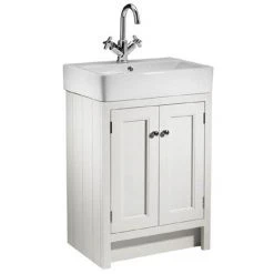 Roper Rhodes Hampton 575mm Freestanding Vanity Unit & Basin - Chalk White