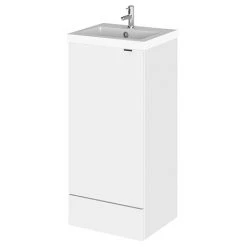 Hudson Reed Fusion 400mm Gloss White Freestanding Vanity Unit with Basin