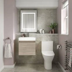 Milan Juno 500 x 360mm Driftwood Wall Hung Vanity Unit - Modern Bathroom Storage Solution -Vanity Units Shop JN5DW d6 460