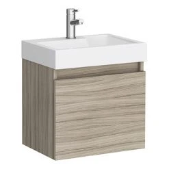 Milan Juno 500 x 360mm Driftwood Wall Hung Vanity Unit - Modern Bathroom Storage Solution