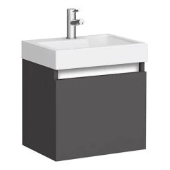 Milan Juno 500 x 360mm Gloss Grey Wall Hung Vanity Unit | Modern Bathroom Storage